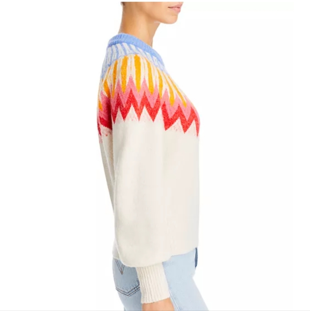 French Connection Essentials Neya Printed Fair Isle Cropped Sweater Size XL - Picture 4 of 16